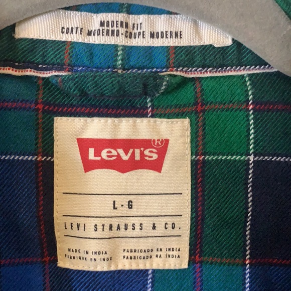 Levi’s Men Button Down Shirt Long Sleeve Plaid Flannel Cotton - Modern fit - Picture 4 of 6